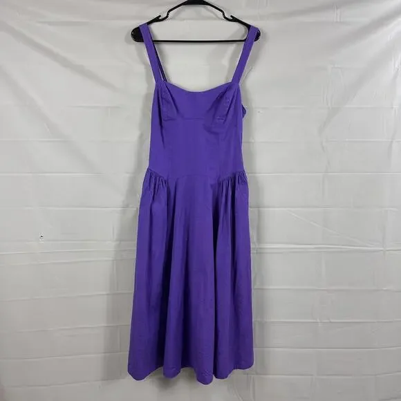 Free People Dress Womens Medium Paolo Midi Purple Sundress Romantic Retro Chic - Picture 4 of 14